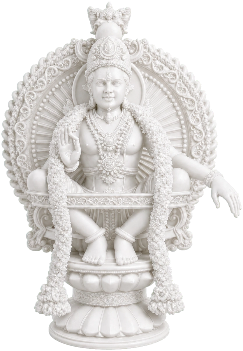Full-white Lord Ayyappan sculpture